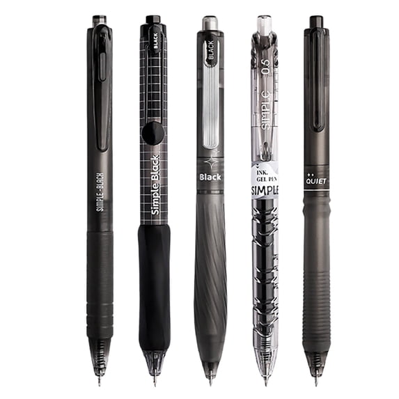5 Count Pastel Gel Ink Pen Set, Cute Note Taking Pens, 0.5mm Fine Point Retractable Ballpoint Pens, Smooth Flow Quick-Dry Ink Writing Tool, Black Ink Pens for Writing, Journaling, Office