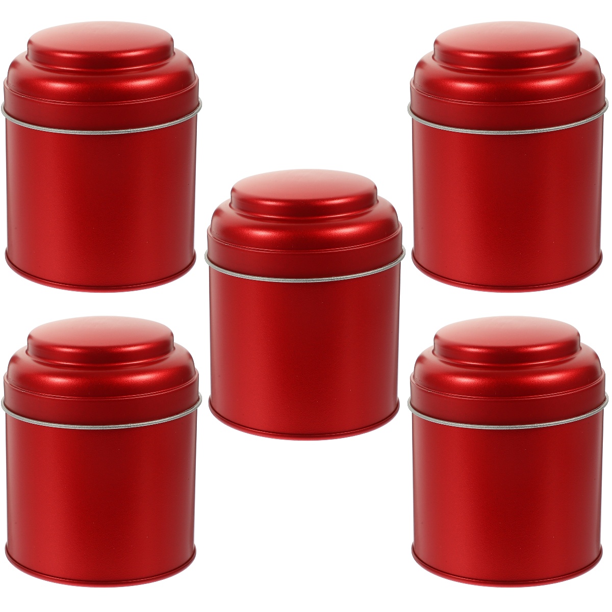 CIMAXIC Set of 5 Red Metal Tea Storage Tins for Loose Leaf Tea, Stylish ...