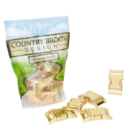 5 - Country Brook Design® 3/4 inch Contoured Brass Plated Side Release Buckles