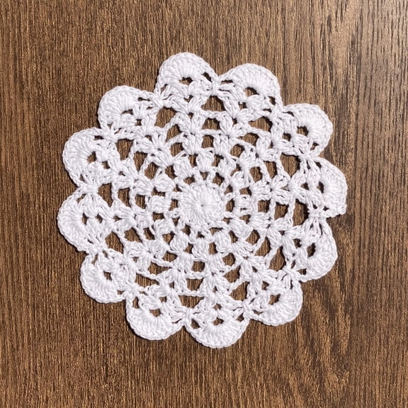 5" Crochet Doilies Hollow Vase Mat Round Lace Small Centerpiece Drinks Coasters for Kitchen Dining Picnic Coffee Table and Wedding Banquet Pack Set of 7 Dark Red Color
