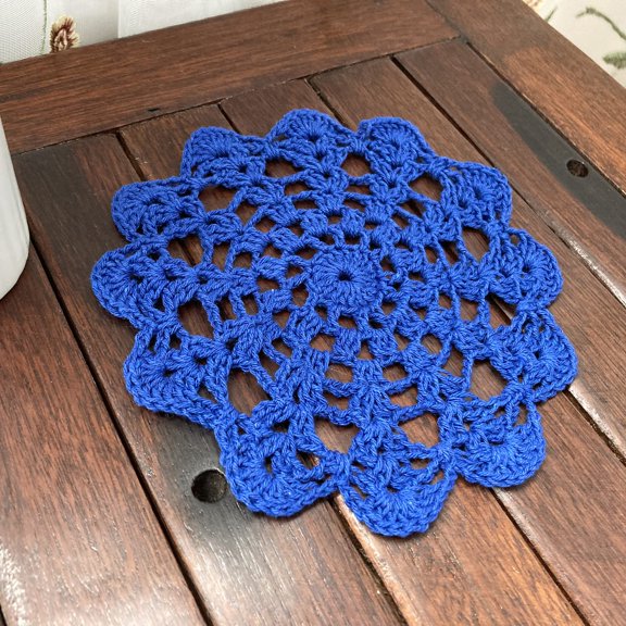 5" Crochet Doilies Hollow Vase Mat Round Lace Small Centerpiece Drinks Coasters for Kitchen Dining Picnic Coffee Table and Wedding Banquet Pack Set of 7 Dark Red Color