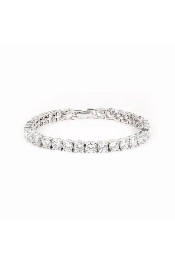 5 Ct 14K White Gold over Lab Grown Diamond Bracelet, Bridal Jewelry for Unisex, Anniversary Jewelry Gift, Round Cut 4 Prong Bracelet