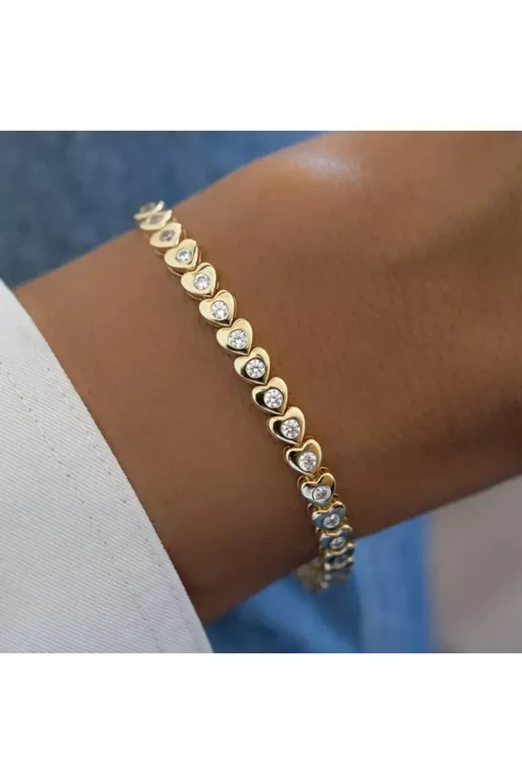 "5 Ct Round Cut Simulated Diamond Tennis Bracelet, 14K Yellow Gold Plated Sterling Silver, Elegant Jewelry for Women"