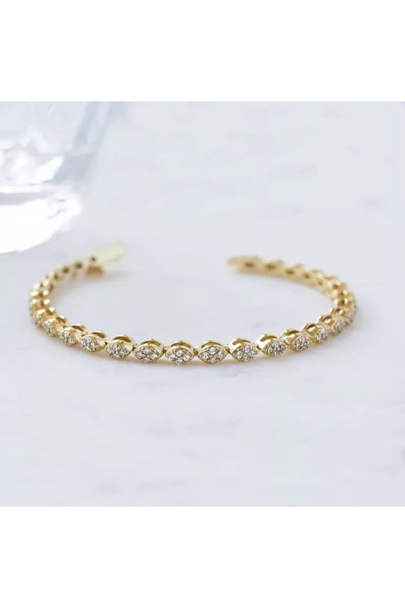 5 Ct Round Cut Simulated Diamond Tennis Bracelet, 925 Sterling Silver White, with Elegant Jewelry