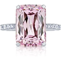 5 Cttw Pink Sapphire Gemstone Birthstone Engagement Ring For Women | 925 Sterling Silver | Emerald Cut 14X10MM