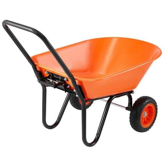 5 Cu. Ft. Garden Wheelbarrow Cart, 397 lbs Capacity, 2-Wheel Utility Wagon with Handle, 10" Wide Track Wheels for Lawn & Yard Work  Heavy-Duty Dump Cart