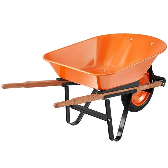 5 Cu. Ft. Wheelbarrow Garden Cart, 265 lbs Capacity - Heavy Duty Steel Utility Wagon with 16" Wide Track Wheels, Dump Cart for Lawn, Farm & Yard Work (Easy Loading)