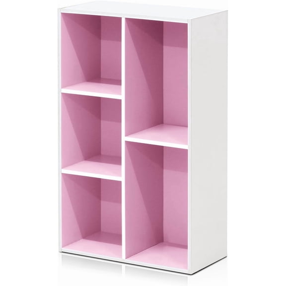 5-Cube Book Shelf with Open Storage Cubes White Pink Bestseling