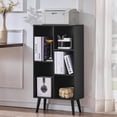 thumbnail image 1 of 5 Cube Bookshelf 3-Tier Bookcase with Legs,Mint Light Grey White Book Shelf Cute Storage Organizer,Free Standing Open Toy Shelves Wood Bookshelves,Display Bookcases for Bedroom,Living Room, 1 of 9