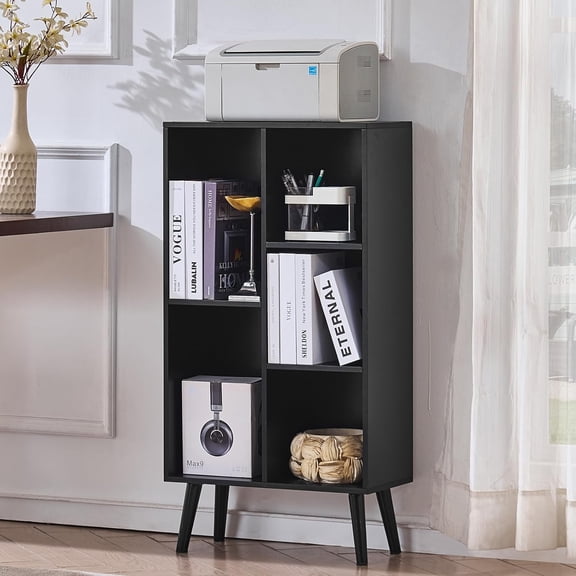 5 Cube Bookshelf 3-Tier Bookcase with Legs,Mint Light Grey White Book Shelf Cute Storage Organizer,Free Standing Open Toy Shelves Wood Bookshelves,Display Bookcases for Bedroom,Living Room