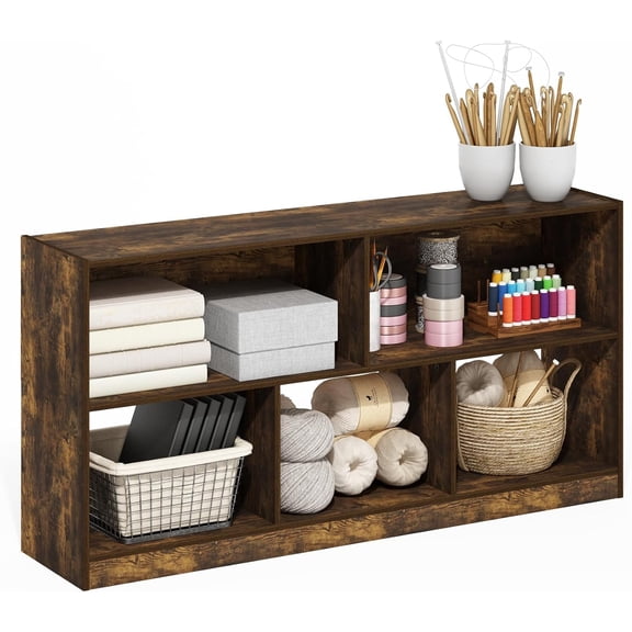 5-Cube Horizontal Book Shelf, 10.9 x 47.2 x 23.6 Inches, Amber Pine