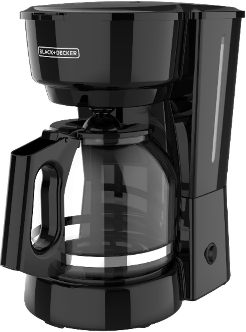 Black 5-Cup Freestanding Coffee Maker with Glass Carafe