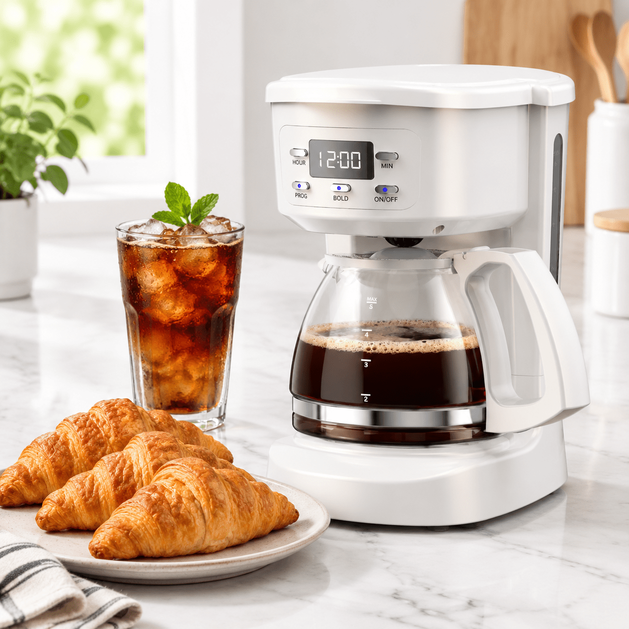 5 Cup Drip Coffee Maker, White, 60oz Capacity for Coffee and Tea ...