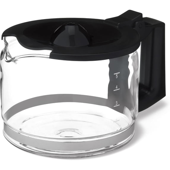 5-Cup Glass Replacement Carafe for Coffee Maker, Comfort-Grip Handle, Dripless Spout, Black