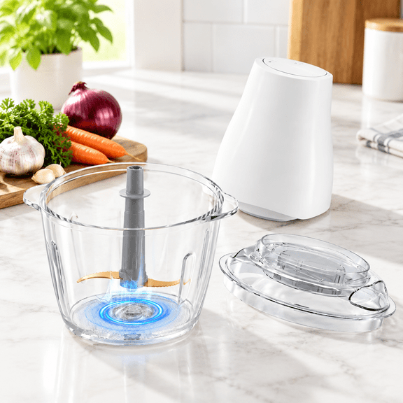 5-Cup Light White Electric Food Processor with Easy-Clean Design