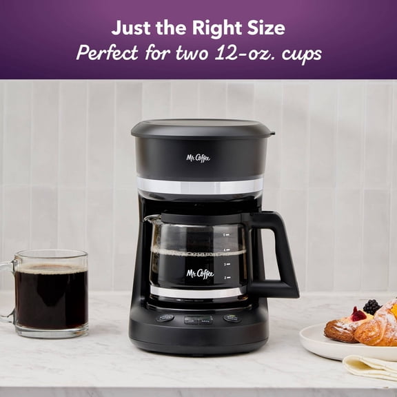 5-Cup Programmable Coffee Maker with 25 oz Capacity, Electric Drip Coffee Machine, Dishwasher-Safe Parts, Paper Filter for Home and Office Coffee Brewing, Black
