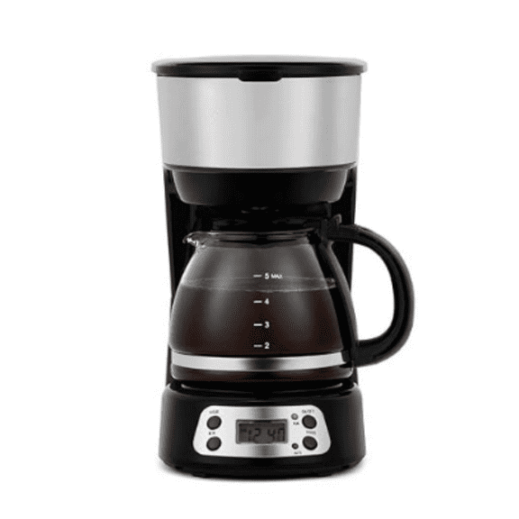 5-Cup Programmable Coffee Maker, 25oz Drip Coffee Machine with Auto Brew Timer, Pause & Serve, Compact Design  Perfect for Home, Office & Dorm Use, Black