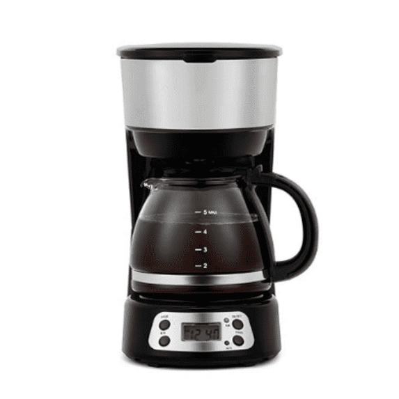 5-Cup Programmable Coffee Maker, 25oz Drip Coffee Machine with Auto Brew Timer, Pause & Serve, Compact Design – Perfect for Home, Office & Dorm Use, Black