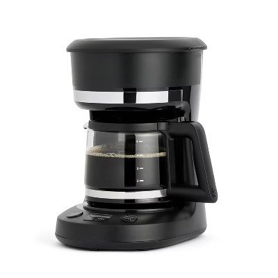 Mainstays Black 5-Cup Drip Coffee Maker – Compact, Removable Filter, US Made