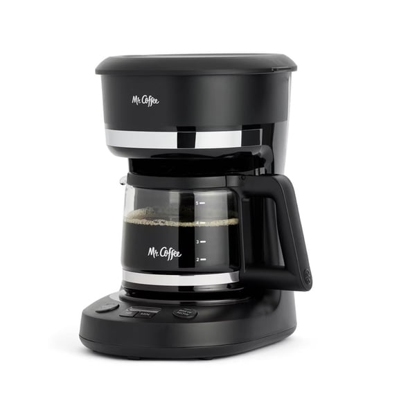 5-Cup Programmable Coffee Maker: Drip Coffee Machine, Electric, Dishwasher-Safe, Paper Filter, 25 oz Capacity, Black