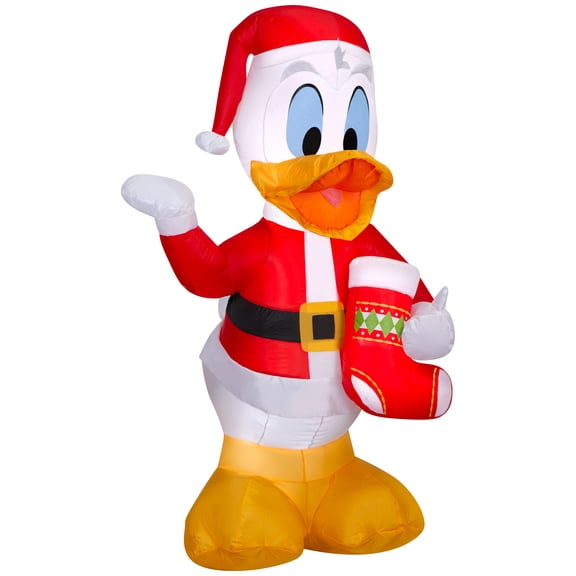 Airblown Christmas Yard Inflatable Light Donald Duck in Santa Outfit with Stocking Disney 5 ft