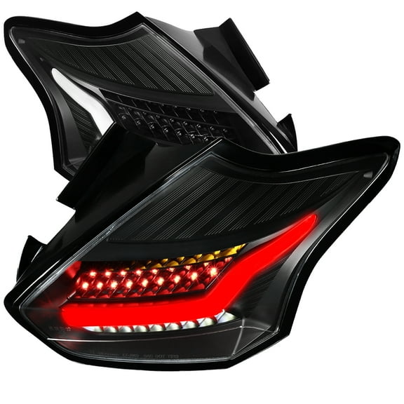5 DOOR HATCHBACK LED TAIL LIGHTS BLACK Made for and Compatible with 15-18 FORD FOCUS