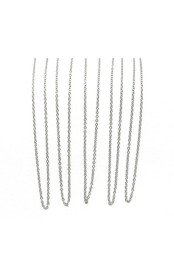 5 Dainty Hypoallergenic Surgical 304 Grade Stainless Steel Silver 1.5mm Thin 17.5 Inch Short Chain Necklaces
