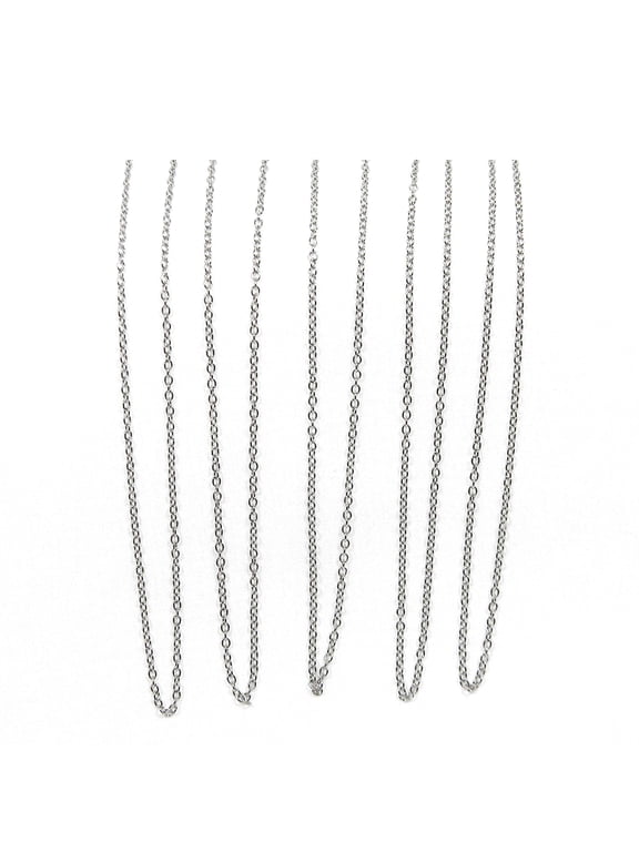 5 Dainty Hypoallergenic Surgical 304 Grade Stainless Steel Silver 1.5mm Thin 17.5 Inch Short Chain Necklaces