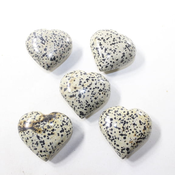5 Dalmatian Hearts Combined Weight of  430 Grams #443-1 Gemstone Hearts