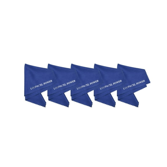 5 Dark Blue Microfiber Cleaning Cloths, for Tablets, LCD TVs, Cell Phones, Laptops, Cameras by Loopacell