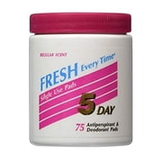 5 Day Antiperspirant And Deodorant Pads, Regular Scent - 75 Each, 3 Pack
