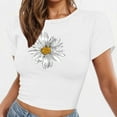 thumbnail image 1 of 5 Days Delivery!Sawvnm Women Summer Tops Ladies' Fashionable Printed Short Sleeved T-shirt Top for Women, 1 of 6