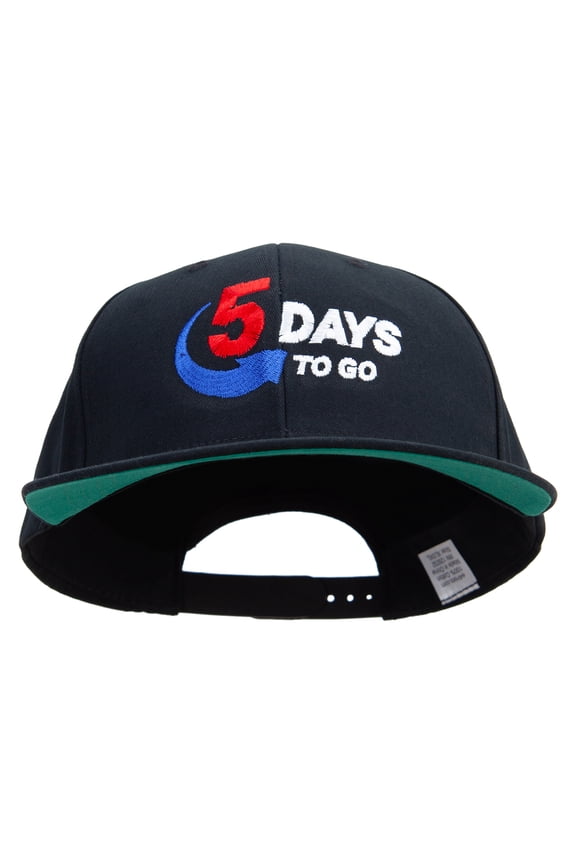 5 Days to Go Embroidered Brushed Cotton Twill High Profile Extra Size Cap - Black XL-3XL