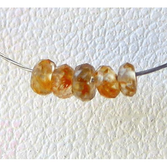 5 Dazzling Mandarin Zircon Faceted Roundel Beads 7454A