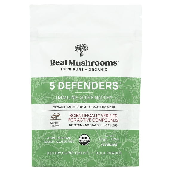 Real Mushrooms 5 Defenders, Organic Mushroom Extract Powder, 1.59 oz (45 g)