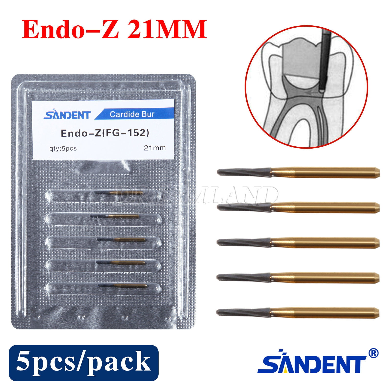 5* Dental Endodontic ENDOZ Tungsten Carbide Burs FG Round Bur High