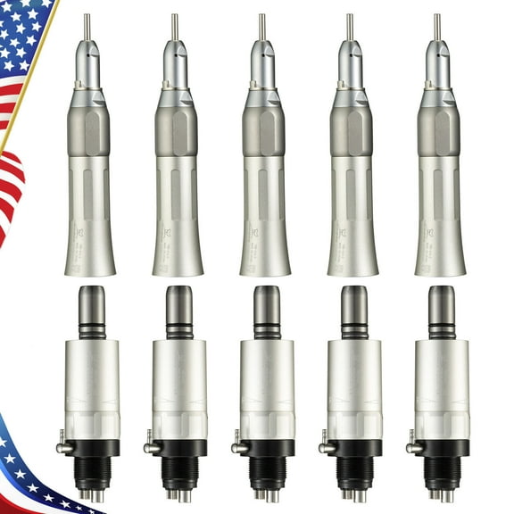 5 Dental Slow Low Speed Straight Handpiece with Air Motor 4Hole NSK Style