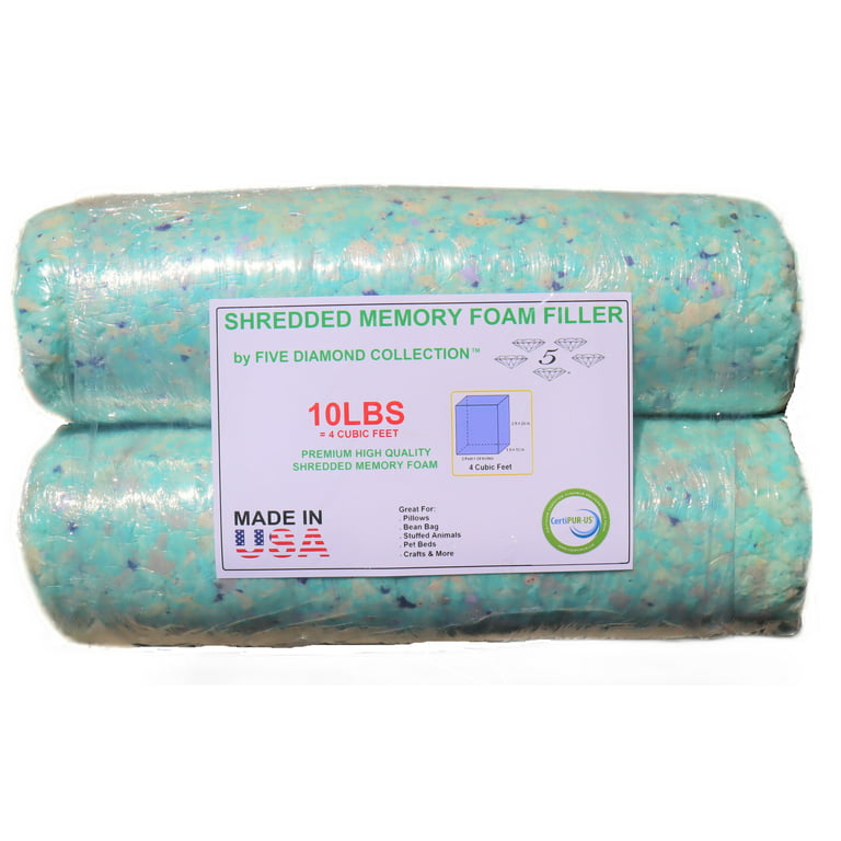 5 Diamond Collection 10 LBS Shredded Memory Foam Refill Filler Stuffing to  Fill, Pouf Pillows, Bean Bags, Pet Beds, Cushions, Punching Bags, Filling