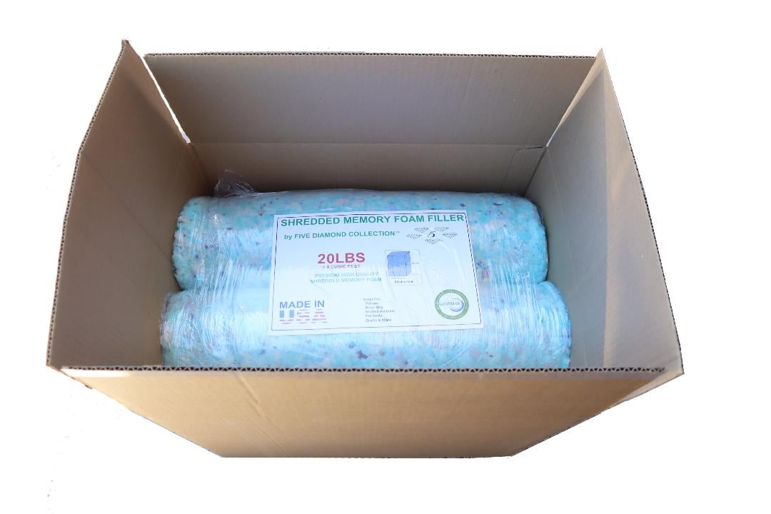 5 Diamond Collection 20 LBS Shredded Memory Foam Filling Refill Filler  Stuffing to Fill, Pouf Pillows, Bean Bags, Pet Beds, Cushions, Punching  Bags 