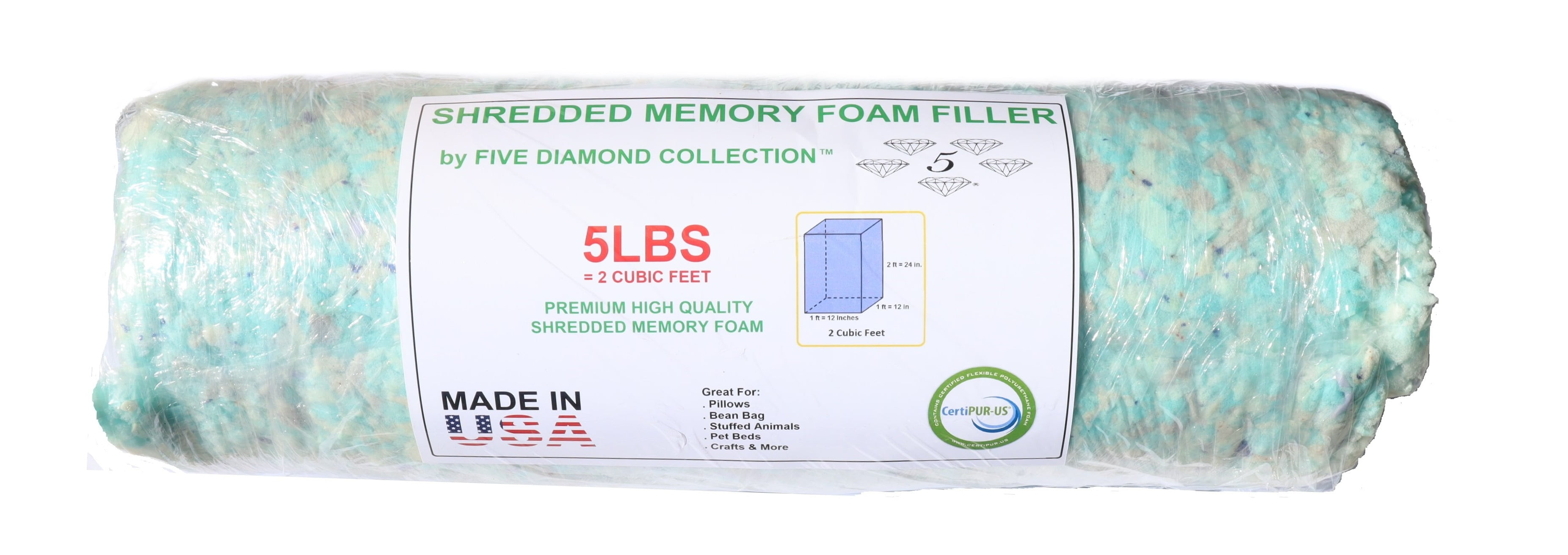 5 LBS of New Shredded Memory Foam Fill for Pillows,Bean Bags/Chairs, Dog Beds,Cushions