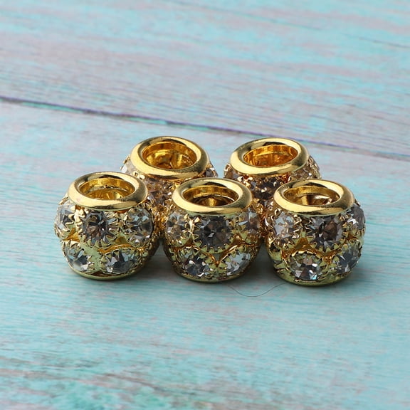 , 5 Diamond Hair Braiding Beads Hair Braid Rings s Clips for Party, Fashion Show, Wedding, Bridal Hair Extensions Decoration - Golden, 0.6 cm