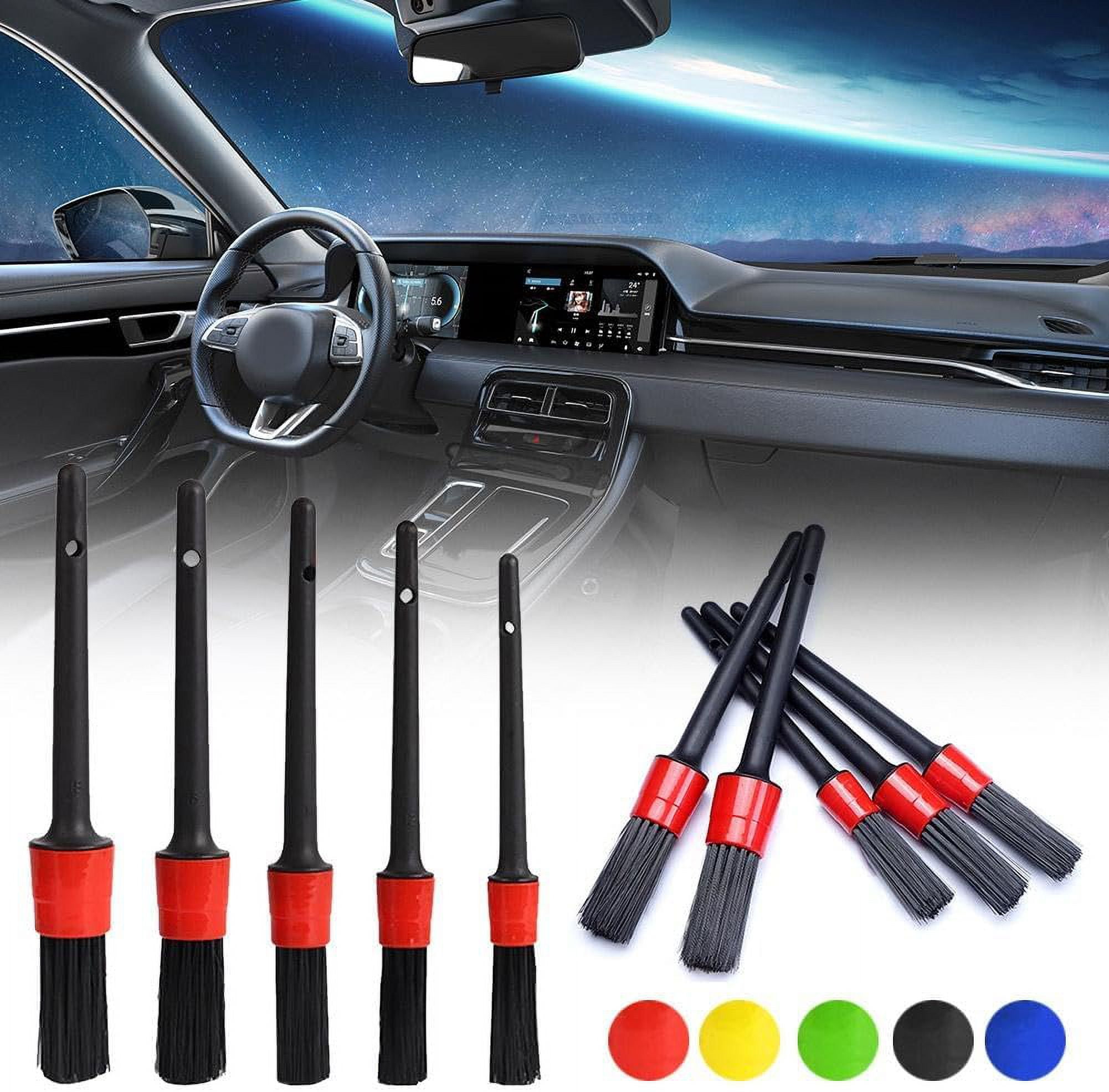 5 Different Sizes Detailing Brush Set,Car Interior Cleaning Kit,Auto