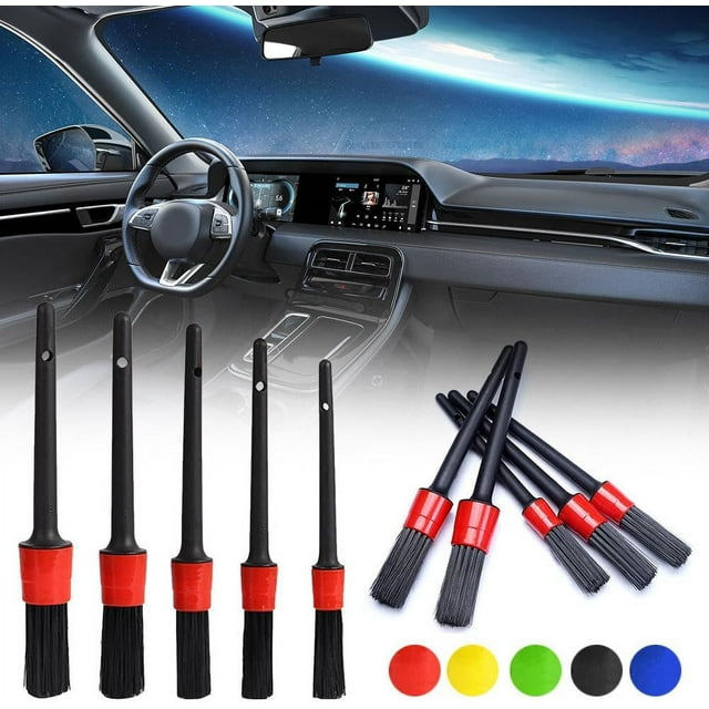 5 Different Sizes Detailing Brush Set,Car Interior Cleaning Kit,Auto