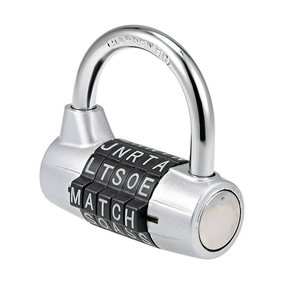 5-Digit Combination Padlock, 2-1/2-inch Resettable Alphabet Code Lock Silver