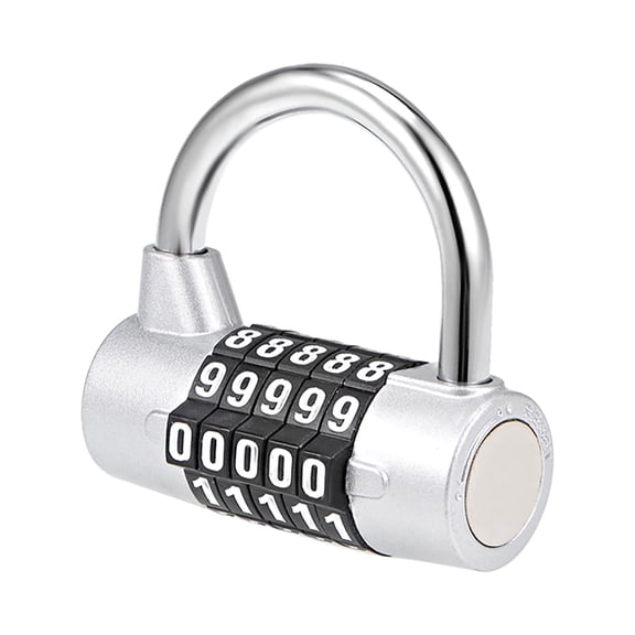 5-Digit Combination Padlock, 2-1/2-inch Resettable Gate Locker Lock Silver Tone