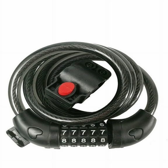5 Digit Combination Password Bicycle Security Cable Chain Lock Resettable Black