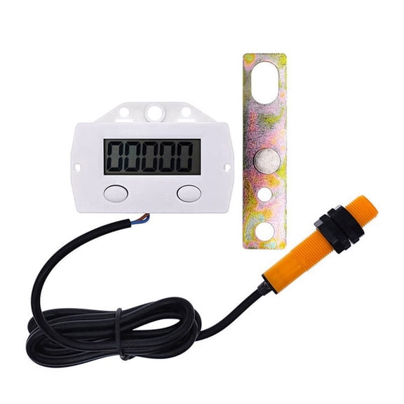 5 Digit Electronic Digital Display Counter Proximity Industrial Magnetic Sensor Switch Punch Counter Induction Meter B,1 x digital counter 1 x Plastic magnetic induction switch 1 x holder,White