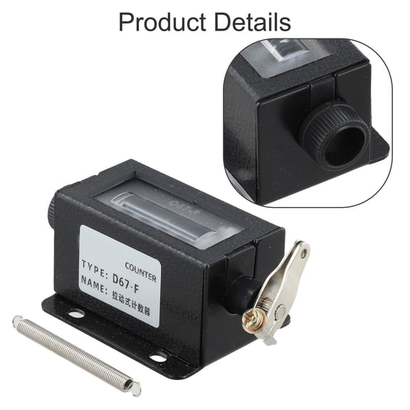 5 Digit Mechanical Resettable Counter D67-F Manual Hand Pull Tally Counter For Press Printing Industrial Automation Screw Mount 0-99999 Range
