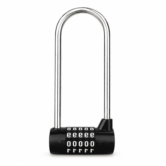 5 Digit Resettable U-Lock Combination Padlock 2.75" Wide 4.57" Shackle for Door Black