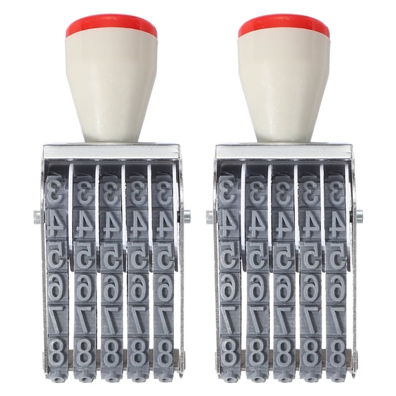 5 Digits Roller Stamp, 2 Pcs Personalized 7.5mm 26 Alphabet Number 0-9 Symbol Rolling Stamp for DIY, Gray